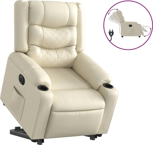 VidaXL Elektrické zvedací polohovací křeslo umělá kůže [3206560] Barva: krémová