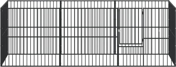 VidaXL Ohrádka pro psy 8 panelů černá pozinkovaná ocel [3209557]