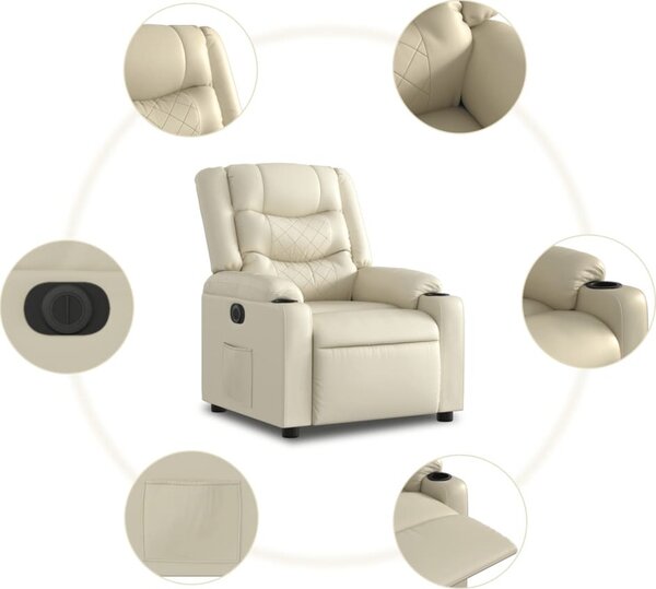VidaXL Elektrické zvedací polohovací křeslo umělá kůže [3206560] Barva: krémová