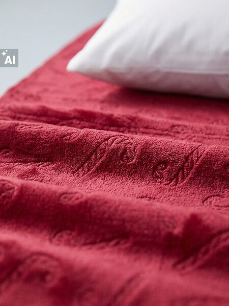 Sinsay - Vánoční přehoz na postel s vytlačovaným vzorem cukrových hůlek - červená