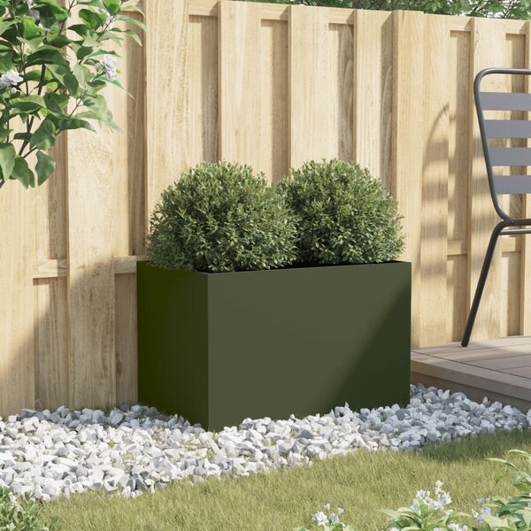 VidaXL Truhlík 62 x 40 x 39 cm ocel [841598] Barva: Olivově zelená