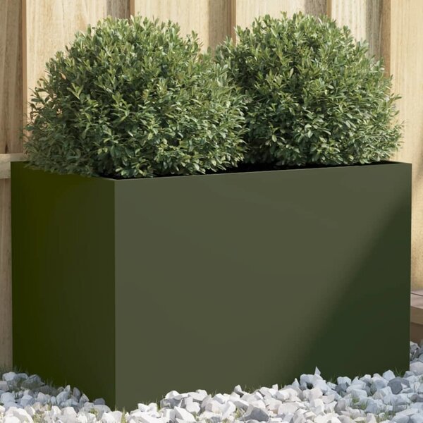 VidaXL Truhlík 62 x 40 x 39 cm ocel [841598] Barva: Olivově zelená