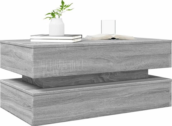 VidaXL Konferenční stolek s LED osvětlením 90 x 50 x 40 cm [839866] Barva: Bílá
