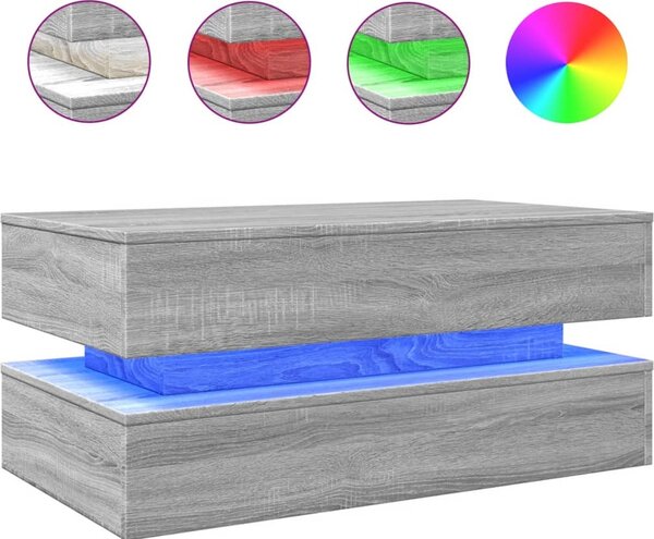 VidaXL Konferenční stolek s LED osvětlením 90 x 50 x 40 cm [839866] Barva: Bílá