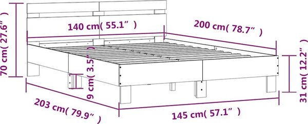 VidaXL Rám postele 140 x 200 cm Kompozitní dřevo [3207421] Barva: Bílá