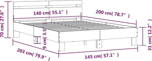 VidaXL Rám postele 140 x 200 cm Kompozitní dřevo [3207421] Barva: Bílá