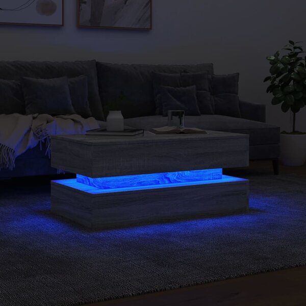 VidaXL Konferenční stolek s LED osvětlením 90 x 50 x 40 cm [839866] Barva: Bílá