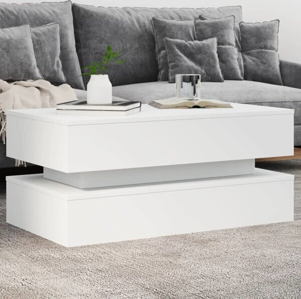 VidaXL Konferenční stolek s LED osvětlením 90 x 50 x 40 cm [839866] Barva: Bílá