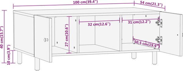VidaXL Konferenční stolek 100 x 54 x 40 cm masivní mangovník [356903] Barva: Černá