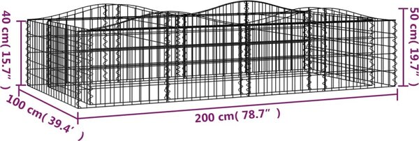 VidaXL Klenutý gabion vyvýšený záhon 200x100x50 cm pozinkované železo [153550]