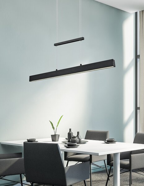 Trio Leuchten R32043132 PAROS - Závěsný stahovací lustr stmívatelný klasickým vypínačem, LED 21W + 11W, 3000K, 3000lm + 1500lm, 90cm (Moderní stahovací LED lustr s příjemnou teplou barvou světla, montura v černé matné barvě, svítí nahoru i dolů)