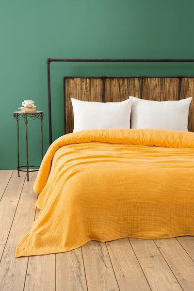 Přehoz na postel 220 x 250 cm Musli (žlutá). 1086676