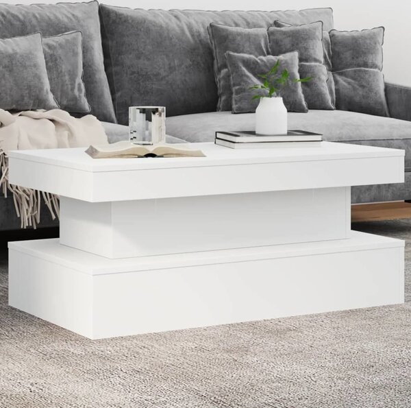 VidaXL Konferenční stolek s LED osvětlením 90 x 50 x 40 cm [839848] Barva: Bílá
