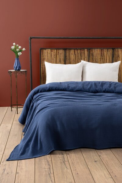 Přehoz na postel 220 x 250 cm Musli (námořnická modrá). 1086674