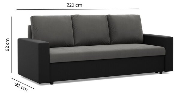 AG Třímístná pohovka LUNA výběr z barev Trinity 15 + Real 17 šedá a bílá