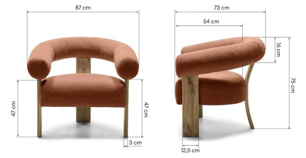 Hnědé designové křeslo KOKEI, dub Now or never 54