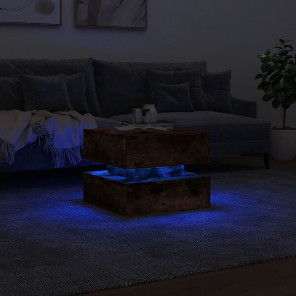 VidaXL Konferenční stolek s LED osvětlením 50 x 50 x 40 cm [839858] Barva: Staré dřevo