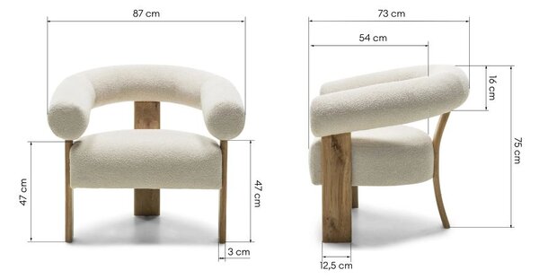 Krémové designové křeslo KOKEI, dub Now or never 03