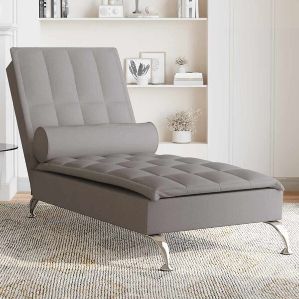 VidaXL Masážní lenoška s podhlavníkem textil [379447] Barva: taupe