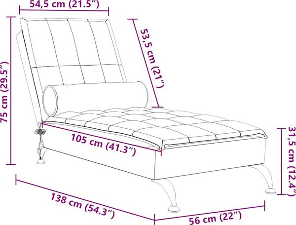 VidaXL Masážní lenoška s podhlavníkem textil [379447] Barva: taupe