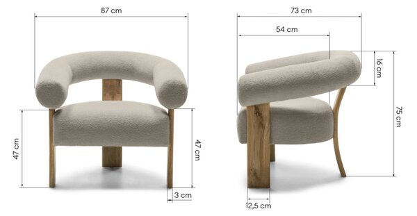 Béžové designové křeslo KOKEI, dub Now or never 06