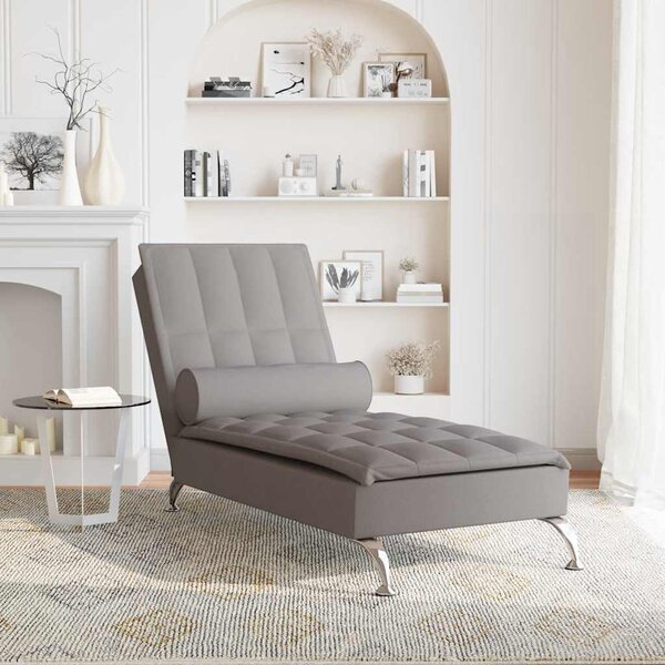 VidaXL Masážní lenoška s podhlavníkem textil [379447] Barva: taupe