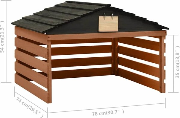 VidaXL Garáž na robotickou sekačku 78x74x54 cm jedlové dřevo [315301] Barva: Černá a hnědá