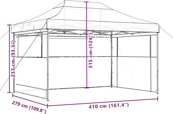 VidaXL Skládací party stan pop-up se 3 bočními stěnami [4005019] Barva: Hnědá