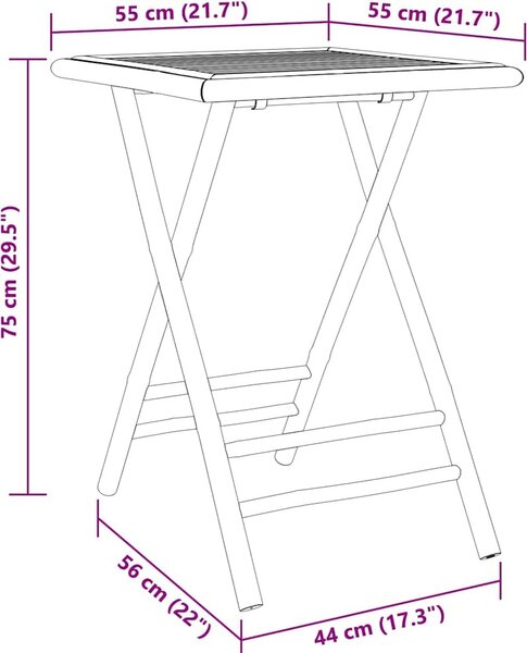 VidaXL Skládací zahradní stůl 55 x 55 x 75 cm bambus [365878]