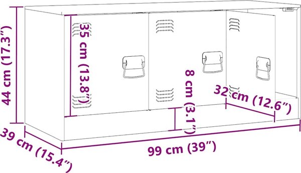 VidaXL TV skříňka 99 x 39 x 44 cm ocel [841647] Barva: Olivově zelená