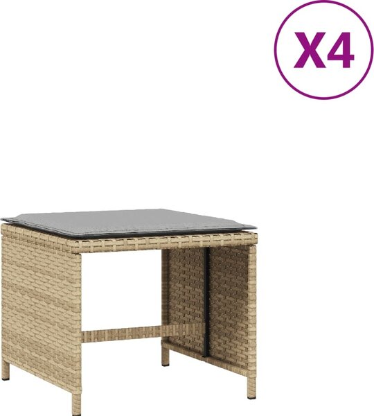 VidaXL Zahradní stoličky s poduškami 4 ks béžové 40x40x35 cm polyratan [4007489]