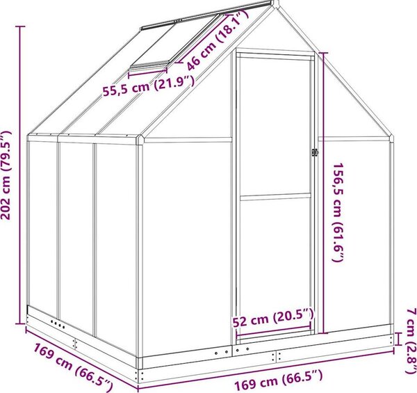 VidaXL Skleník s podkladovým rámem 169 x 169 x 202 cm hliník [4005831] Barva: Zelená