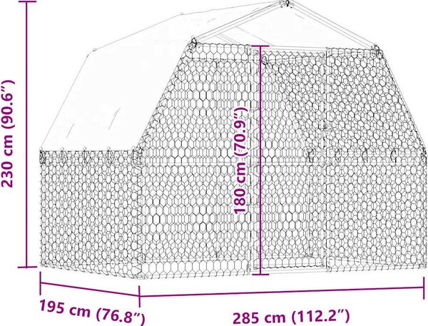 VidaXL Kotec pro psy se střechou a dvířky stříbrný pozinkovaná ocel [3294908]