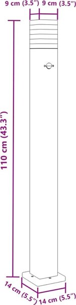 VidaXL Venkovní stojací lampa s čidlem černá 110 cm hliník [4006403]
