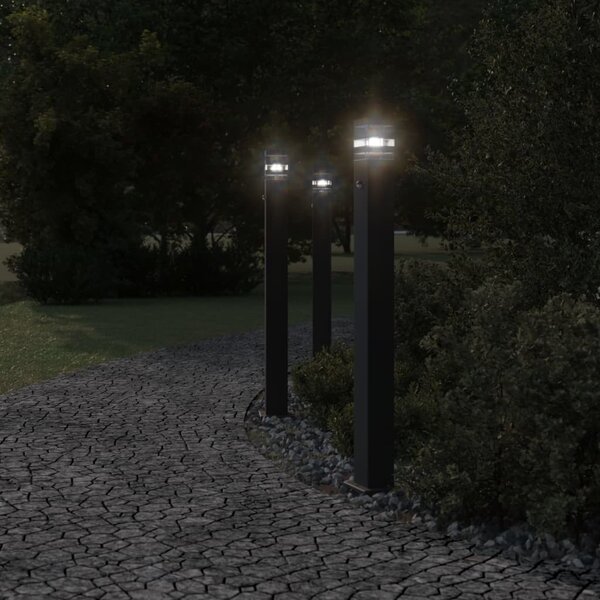VidaXL Venkovní stojací lampa s čidlem černá 110 cm hliník [4006403]