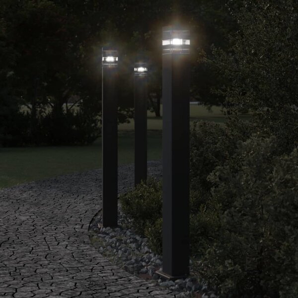 VidaXL Venkovní stojací lampa s čidlem černá 110 cm hliník [4006403]