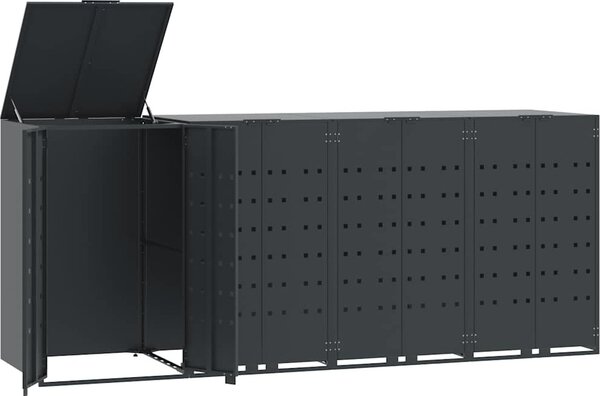VidaXL Box na 4 popelnice 276 x 79 x 117 cm ocel [3279989] Barva: antracitová