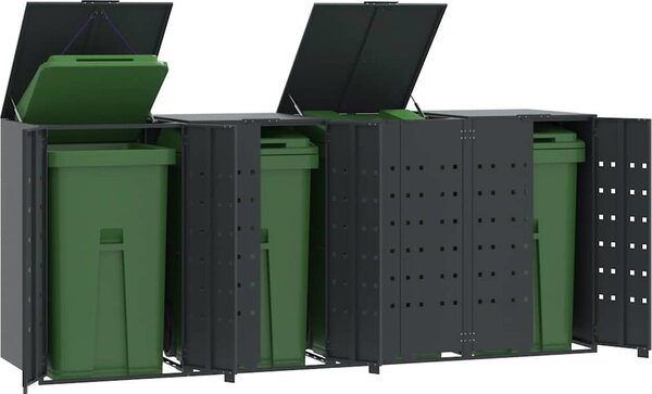 VidaXL Box na 4 popelnice 276 x 79 x 117 cm ocel [3279989] Barva: antracitová