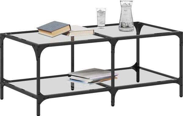 VidaXL Konferenční stolek černá skleněná deska 98,5 x 50 x 40 cm ocel [845980] Barva: průhledné sklo