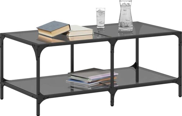 VidaXL Konferenční stolek černá skleněná deska 98,5 x 50 x 40 cm ocel [845980] Barva: průhledné sklo