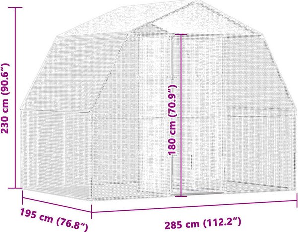 VidaXL Ptačí klec s dvířky stříbrná pozinkovaná ocel [3294912]