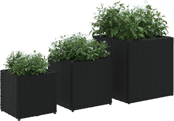 VidaXL Zahradní truhlíky 3 ks polyratan [366397] Barva: Černá