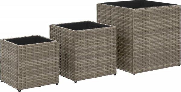 VidaXL Zahradní truhlíky 3 ks polyratan [366397] Barva: Černá