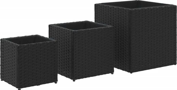 VidaXL Zahradní truhlíky 3 ks polyratan [366397] Barva: Černá