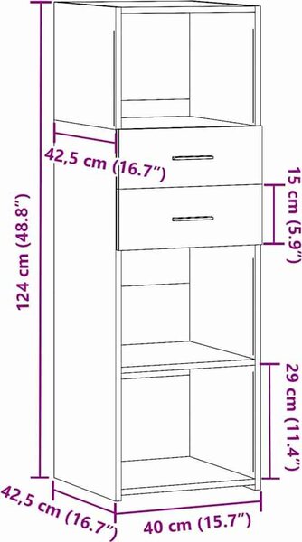 VidaXL Skříň highboard 40 x 42,5 x 124 cm kompozitní dřevo [846160] Barva: dub sonoma