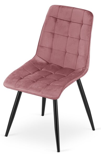 Set čtyř jídelních židlí SPLIT sametové tmavě růžové / černé nohy (4 ks)