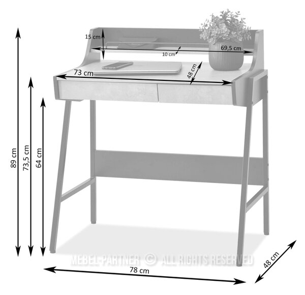 Minimalistický psací stůl RENO - ořech / zlatý