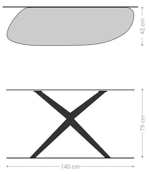 DELIFE Konzolový stůl Edge organický 140×40 cm keramika beton šedá Estelo kov titanová barva
