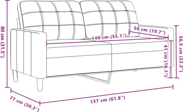 VidaXL 2místná pohovka 140 cm samet [4007629] Barva: Černá