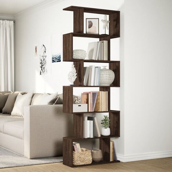 VidaXL Knihovna/dělící stěna 6patrová 70x24x193 cm kompozit [858092] Barva: kouřový dub
